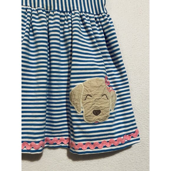 Bailey Boys Dress Womens 2T Blue Striped Embroidered Dog Ruffle Sleeveless - Picture 2 of 6